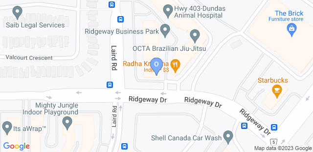 Map to OCTA BJJ Mississauga